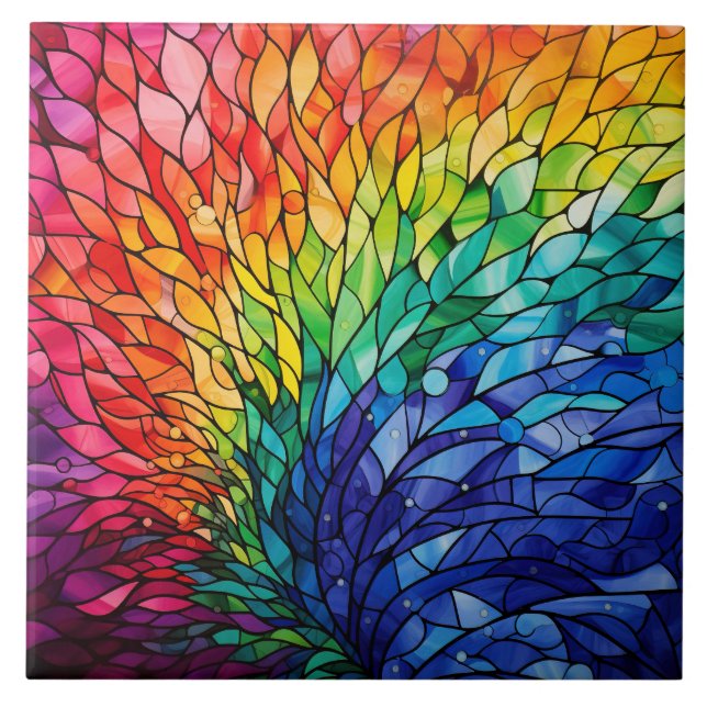 Rainbow Stained Glass  Tile (Front)