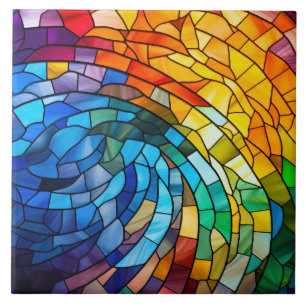 Rainbow Stained Glass Tile