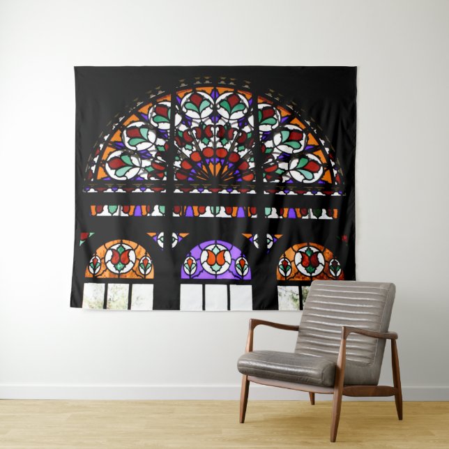 Rainbow Stained Glass Window Tapestry (In Situ (Horizontal))