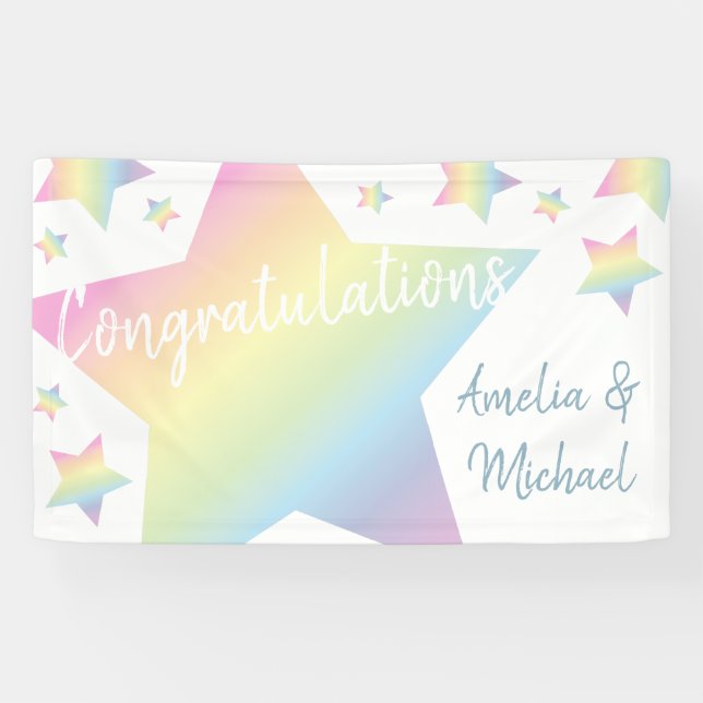 Rainbow Star Baby Shower Banner (Horizontal)