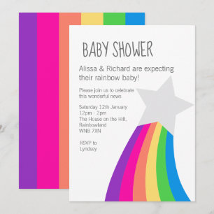 Rainbow Star Baby Shower Invitation