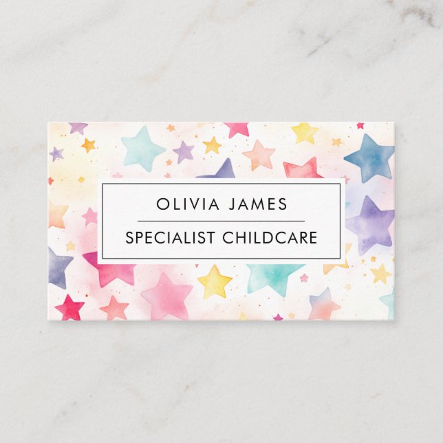 Rainbow Star Babysitter Childcare Daycare Nanny Business Card (Front)