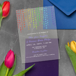 Rainbow Star Garlands Informal LGBTQ Wedding Acrylic Invitations