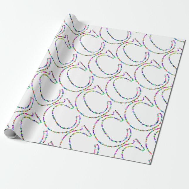 Rainbow Star Letter C Wrapping Paper (Unrolled)
