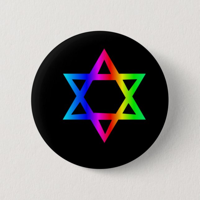 Rainbow Star Of David 6 Cm Round Badge (Front)