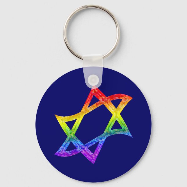 Rainbow Star of David Keychain (Front)