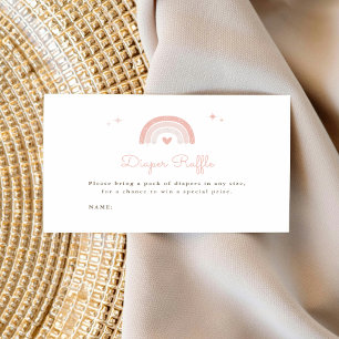 Rainbow Star Pink Boho Baby Shower Diaper Raffle Enclosure Card