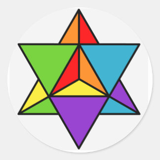 Rainbow Star Tetrahedron Classic Round Sticker
