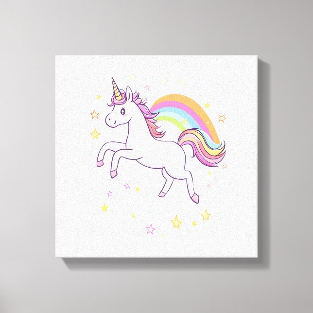 Rainbow Star Unicorn (1) Canvas Print (Front)