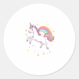Rainbow Star Unicorn (1) Classic Round Sticker