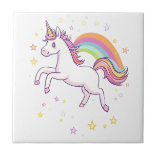 Rainbow Star Unicorn (1) Tile