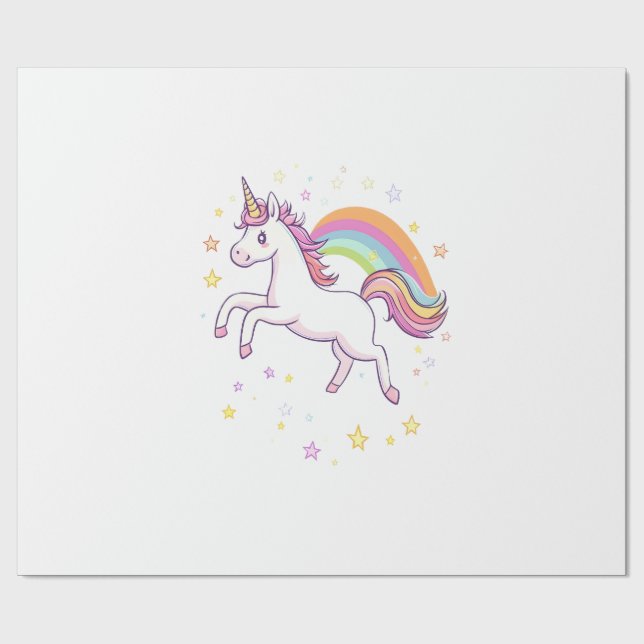 Rainbow Star Unicorn (1) Wrapping Paper (Flat)