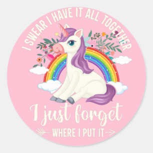 Rainbow Star Unicorn  Classic Round Sticker