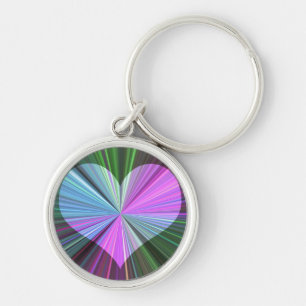 Rainbow Starburst Heart Key Ring