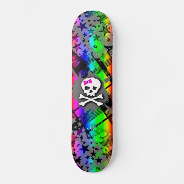 Rainbow Starry Skull Skateboard Deck (Front)