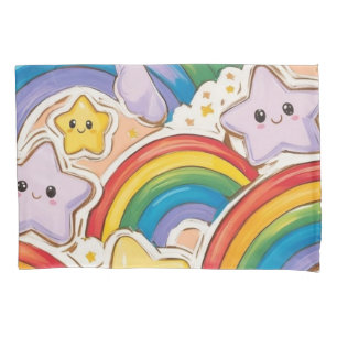 Rainbow, stars and cute smile pillowcase