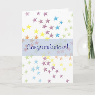 Rainbow Stars Blue Congratulations Card
