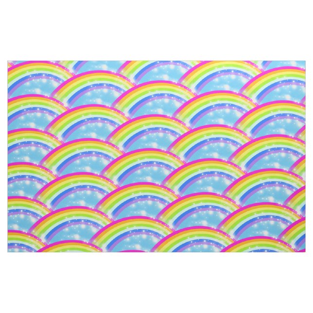 Rainbow stars Blue sky repeat pattern Fabric (Fat Quarter)