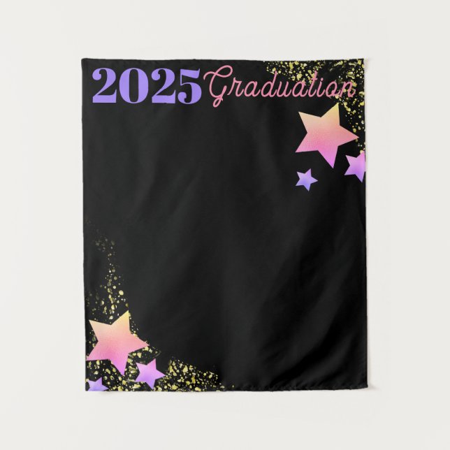 Rainbow Stars  Graduation  Backdrop Tapestry (Front)