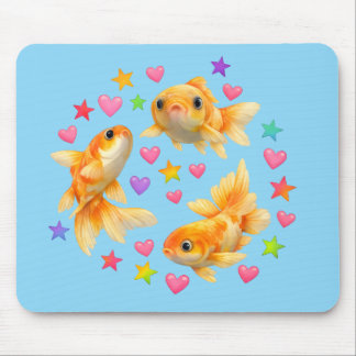 rainbow stars kawaii cute goldfish pet mouse mat