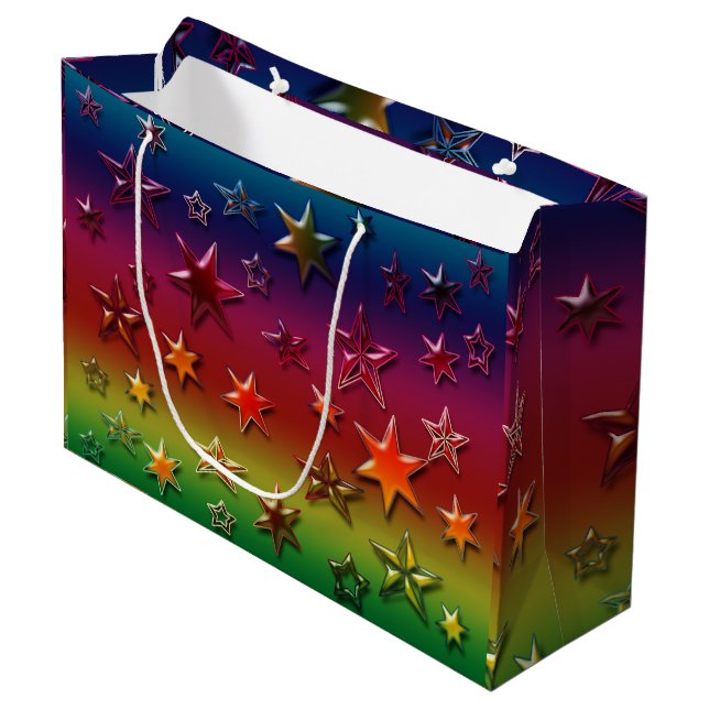 Rainbow Stars  Large Gift Bag (Front Angled)