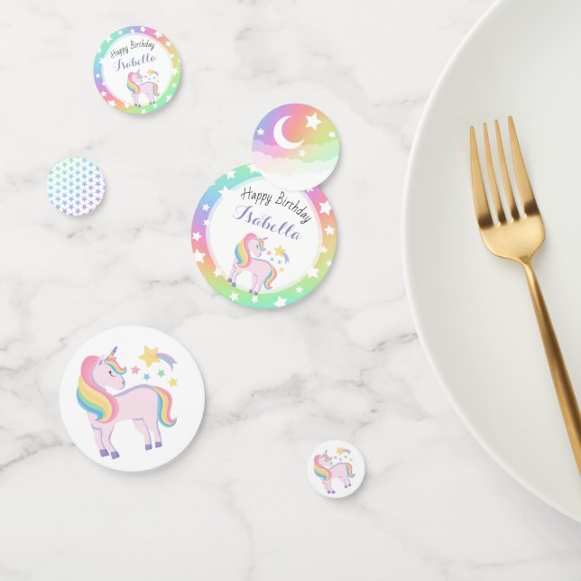 Rainbow Stars & Magical Unicorn Happy Birthday Confetti (Group)