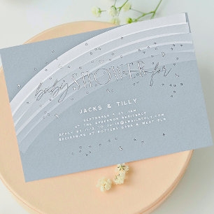 Rainbow Stars Modern Baby Shower Blue Silver Foil