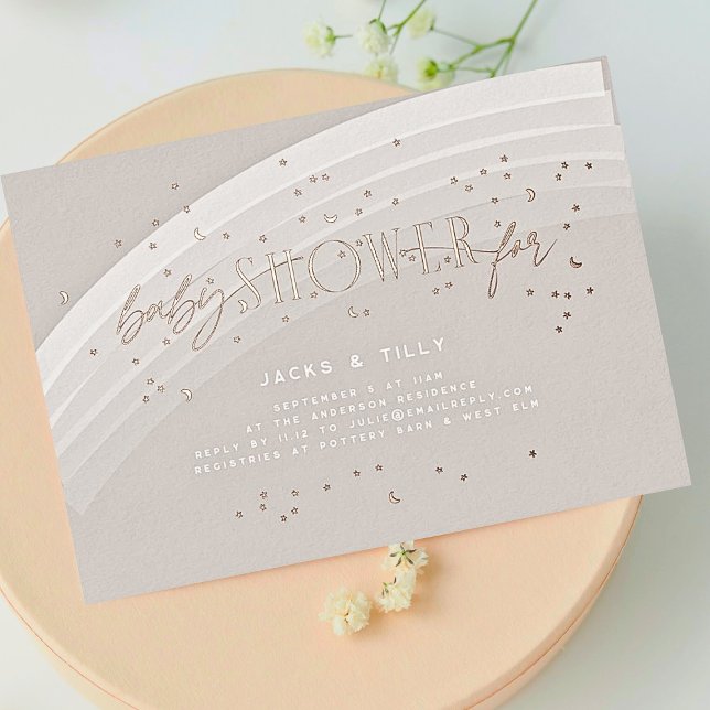 Rainbow Stars Modern Baby Shower Rose Gold Pressed (Creator Uploaded)