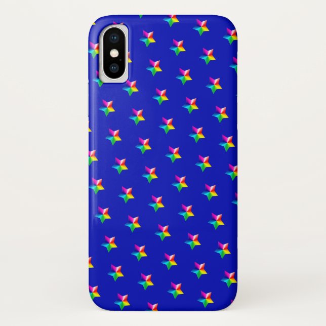 rainbow stars on blue Case-Mate iPhone case (Back)