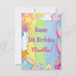 Rainbow stars sparkling cute Happy Birthday Card