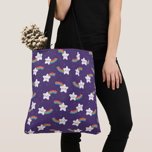 Rainbow Stars Tote Bag (Close Up)