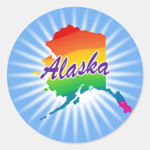 Rainbow State Of Alaska Classic Round Sticker