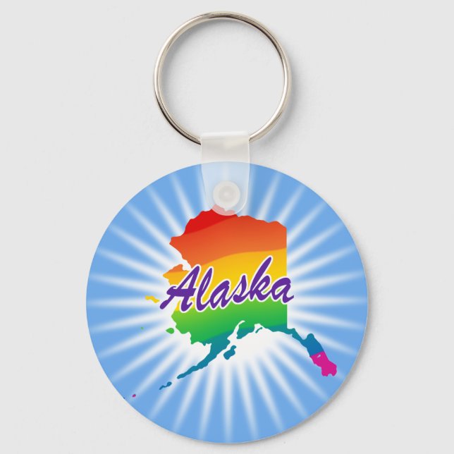Rainbow State Of Alaska Key Ring (Front)