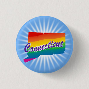 Rainbow State Of Connecticut 3 Cm Round Badge