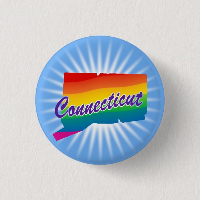 Rainbow State Of Connecticut 3 Cm Round Badge (Front)