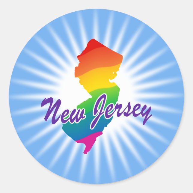Rainbow State Of New Jersey Classic Round Sticker (Front)