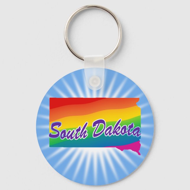 Rainbow State Of South Dakota Key Ring (Front)