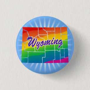Rainbow State Of Wyoming 3 Cm Round Badge