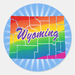 Rainbow State Of Wyoming Classic Round Sticker