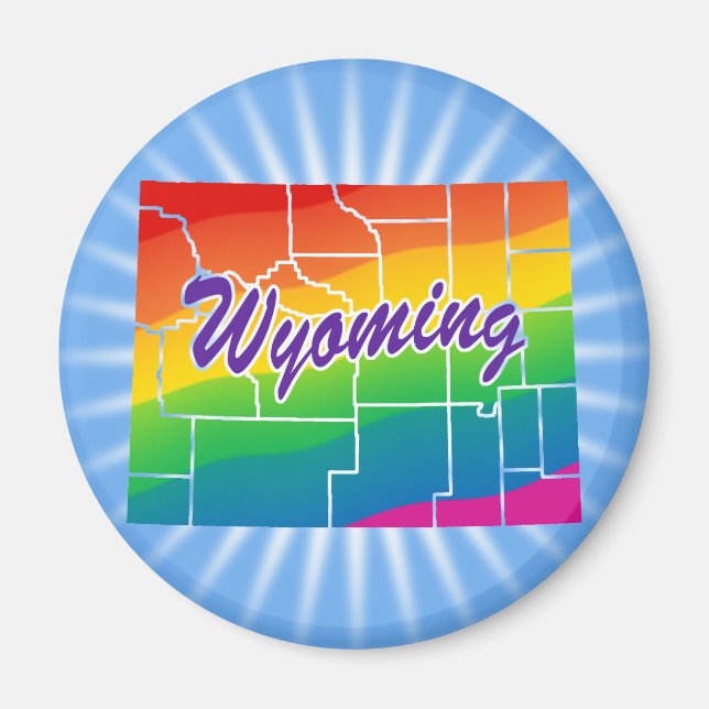 Rainbow State Of Wyoming Magnet (Front)
