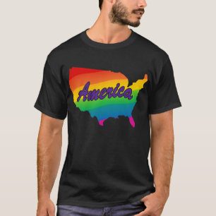 Rainbow State Outline America T-Shirt