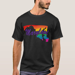 Rainbow State Outline Maryland T-Shirt