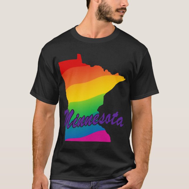Rainbow State Outline Minnesota T-Shirt (Front)