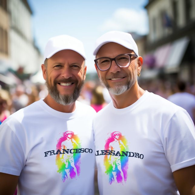 Rainbow Statue of David T-Shirt – LGBTQ+ Pride Art (Statue of David Rainbow Pride 
LGBTQ White Tee)