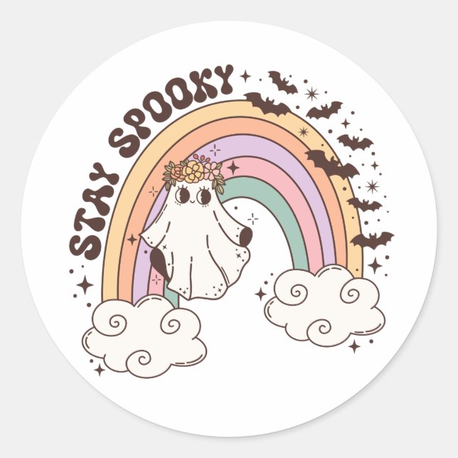 Rainbow Stay Spooky Classic Round Sticker (Front)