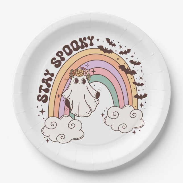 Rainbow Stay Spooky Paper Plate (Front)