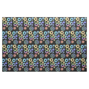 Rainbow steampunk metal gears art fabric