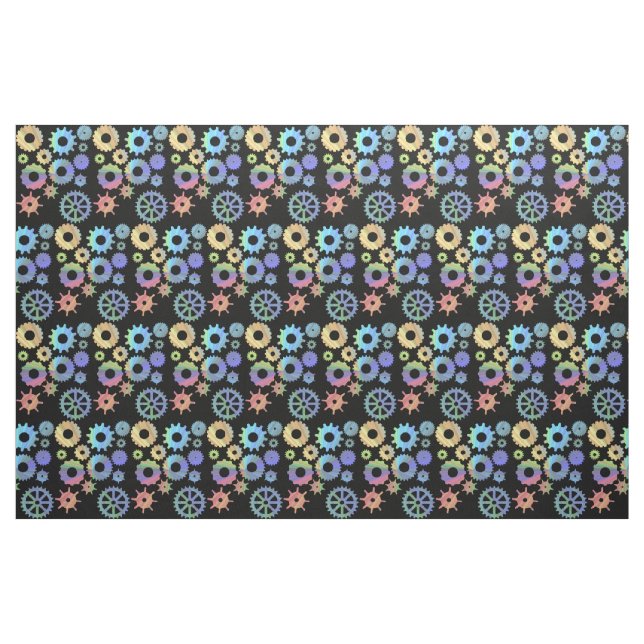 Rainbow steampunk metal gears art fabric (Fat Quarter)