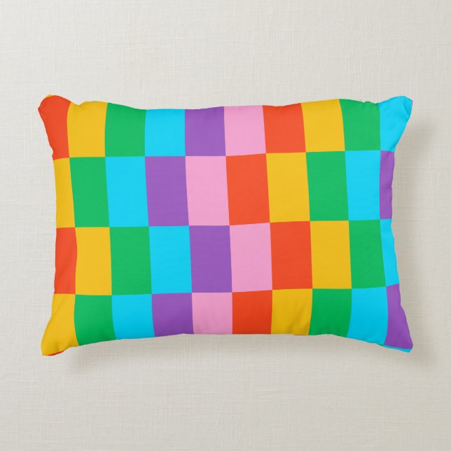 Rainbow Steps Blocks Colourful Accent Pillow (Front)