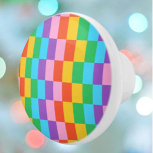 Rainbow Steps Blocks Pattern Ceramic Knob
